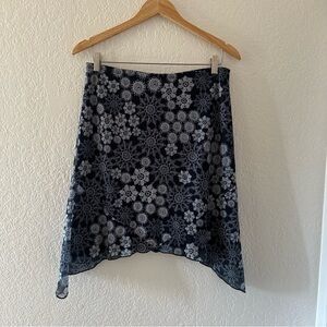 Floral Patterned Navy Skirt